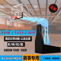 Professional competition training indoor and outdoor single arm mobile manual hydraulic folding lifting basketball frame