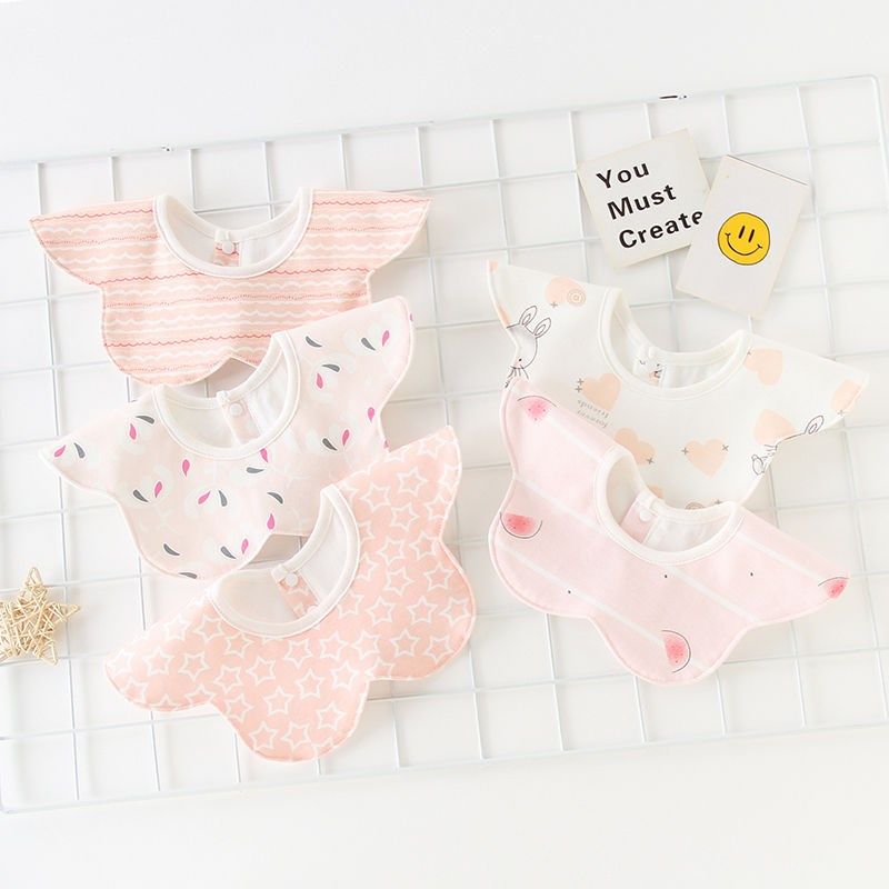 0-June baby saliva towel summer ultra-thin breathable rotatable bib waterproof cotton super soft baby bib