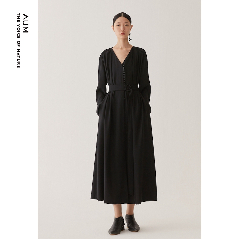 Aum Simple a Version Loose-Fitting Classic Elegant Dress for Women