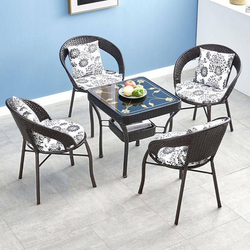 Balcony Small Table Lazy Chair Three-piece Set Home Backrest Sedentary Comfortable Modern Simple Leisure Outdoor Bedroom Rattan Weaving