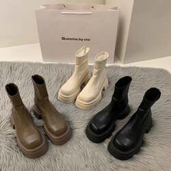 2024 Martin boots for women 2024 new women's boots winter Korean style square toe thick sole short boots women's back zipper boots for women