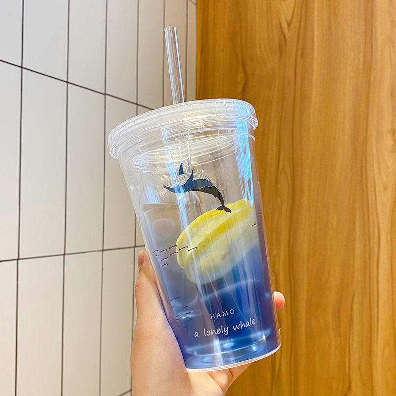 Plastic cups high temperature resistant transparent office water cups thickened plastic cups hard thickened fashion ins style high value