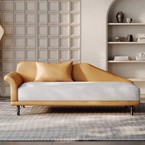 Italian minimalist new style leather cloth chaise longue sofa living room room cotton linen beauty couch modern bedroom lounge chair