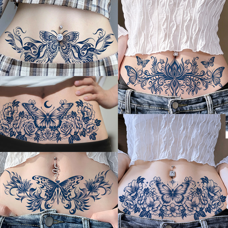 New Original Waist and Abdomen Herbal Tattoo Stickers, Large Area Waterproof, Semi-Permanent for Women, Cover Stretch Marks, Sexy Low-Waist Vacation Style New Original Waist and Abdomen Herbal Tattoo Stickers, Large Area Waterproof, Semi-Permanent for Women, Cover Stretch Marks, Sexy Low-Waist Vacation Style