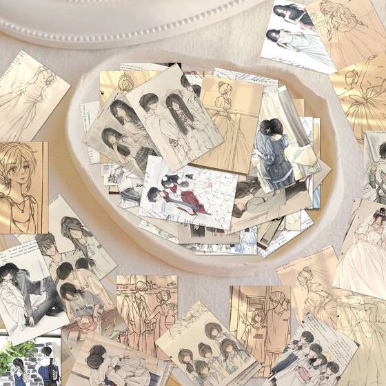 128张青春氛围感绘画贴纸二次元手绘校园diy笔记本装饰防水贴画