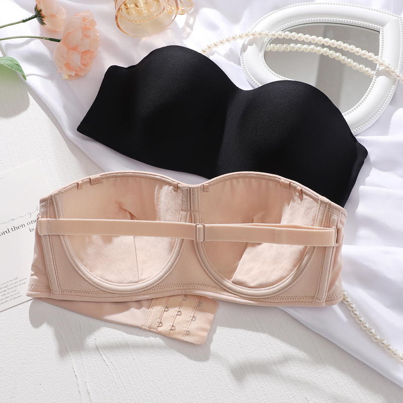 Thin Strapless Bra for Women, Push-Up, Non-Slip, Invisible Bra for Wedding Dresses, Bandeau Style, Makes Large Busts Appear Smaller, Lift-Up