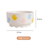 Керамическая нагревательная чаша в стиле кошки 1000 мл (рекомендуется для больших собак и семейных семей)