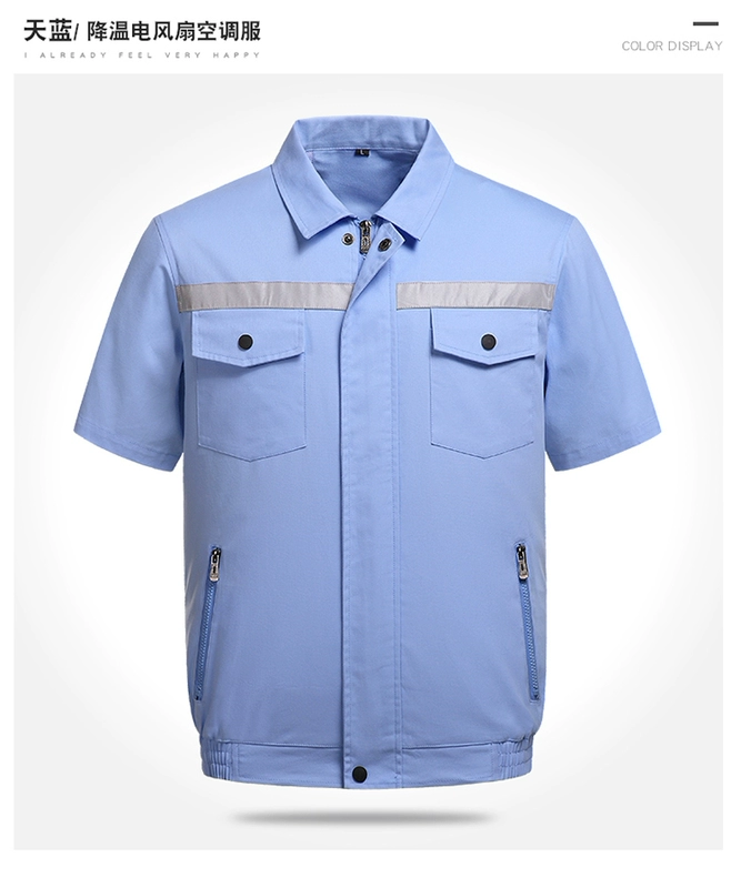 ao bao ho lao dong Quần áo điều hòa cotton nguyên chất, quần áo quạt mùa hè nam nữ, quần yếm làm mát, quần áo đơn dài tay ngắn chống bỏng thợ hàn quần áo bảo hộ lao động quần áo bảo hộ lao dộng