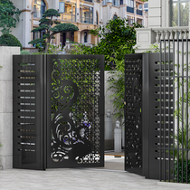 Yard gate outdoor villa courtyard garden iron art open gate scenic factory four doors folding door customization