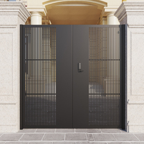 Custom modern iron courtyard gate villa single and double open gate outdoor garden iron gate fence folk gate fence