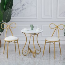 Balcony tea table and chair combination high-end light luxury style afternoon leisure creative personality small table one or two bedroom three-piece set