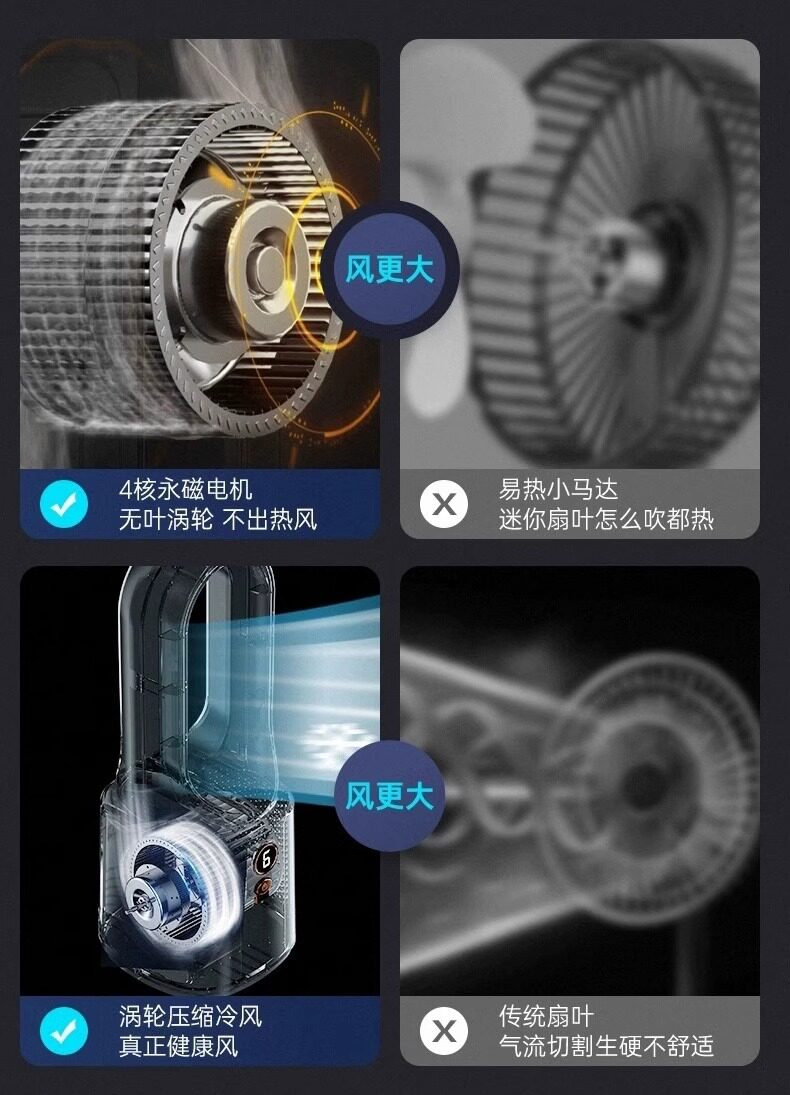 листья вентилятора 无叶风扇家用喷雾制冷充电桌面风扇usb大风力加湿宿舍办公超静音