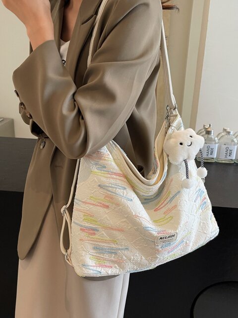 Large-Capacity Tote Bag, Spring and Summer Style, Single Shoulder Crossbody Bag, High-End Versatile Commuter Backpack, Three-Use Niche Canvas Bag