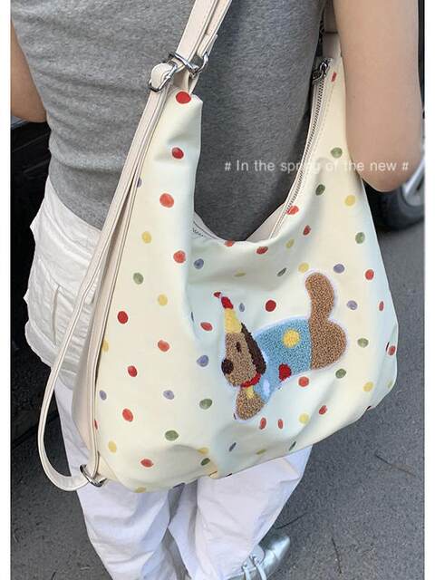 Puppy Cloud Bag Autumn and Winter New Dachshund Commuter Women's College Style Embroidered Backpack Casual Shoulder Tote Bag