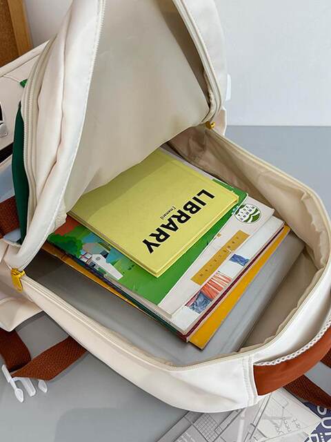 Niche design schoolbag 2026 new high school student literary and artistic contrasting color large capacity waterproof student casual backpack