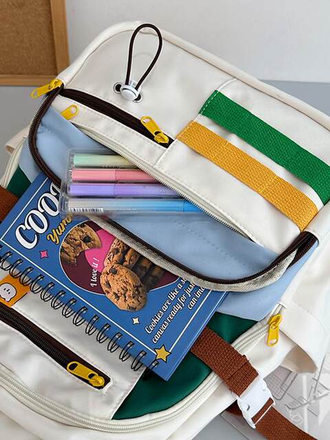 Niche design schoolbag 2026 new high school student literary and artistic contrasting color large capacity waterproof student casual backpack