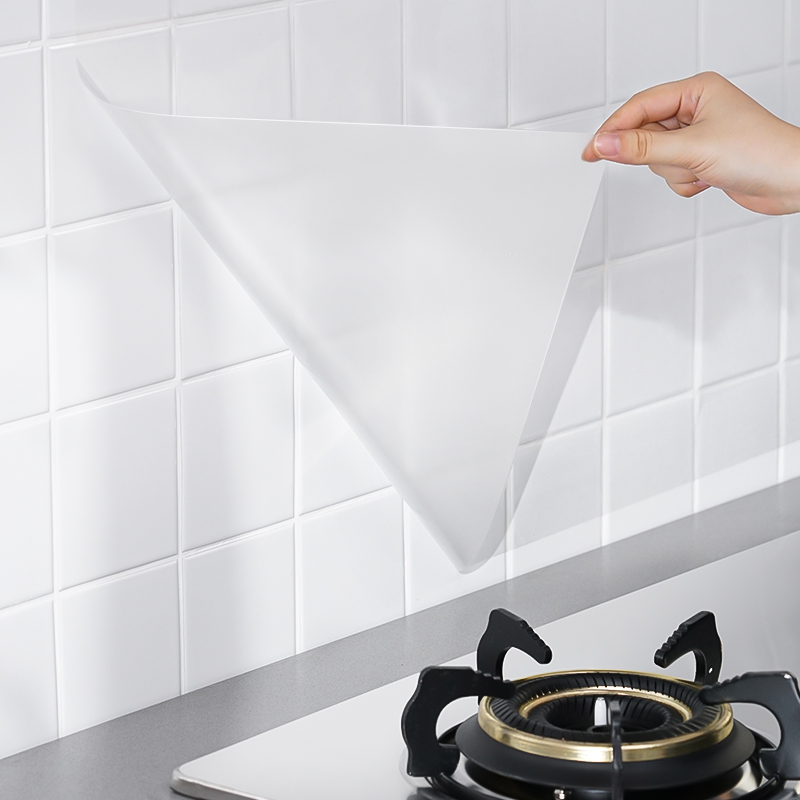 Japan kitchen anti-oil sticker self-adhesive transparent high temperature resistant tile wall sticker hearth waterproof overall cupboard wall wallpaper
