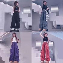 Street dance childrens trendy clothing jazz dance clothing girls midriff-baring tops street hip-hop suits girls performance practice clothes