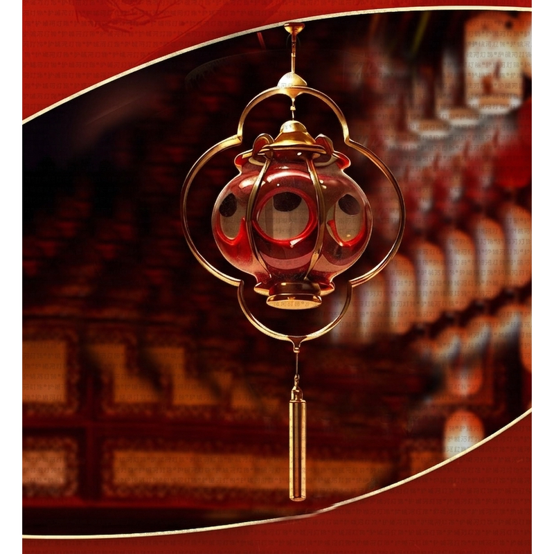 Double Happiness Full Copper 2026 New Model Red Wedding Led Chandelier Balcony Entrance Small Lantern Solar-Powered