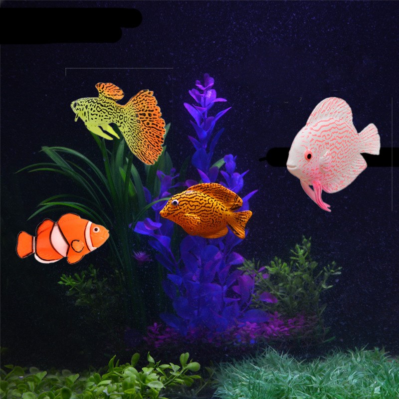 Luminous simulation fish floating tropical fish tank building with small goldfish fake fish decorations clown fish peacock fish model 