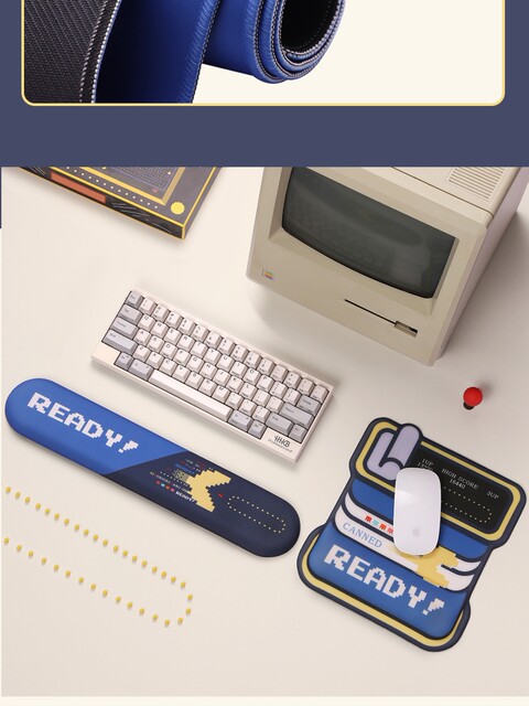 Pac-Man Mouse Pad with Wrist Rest for Men and Women, Silicone Keyboard Wrist Support, 3D Computer Office Wrist Pad, Desk Pad, Mouse Pad
