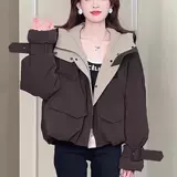 Короткий пуховик для отдыха с пухом, зимняя толстовка с капюшоном, куртка, увеличенная толщина