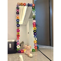 diy puff flower mirror transformation material edging full body mirror puff flower creative handmade floor mirror frame decoration