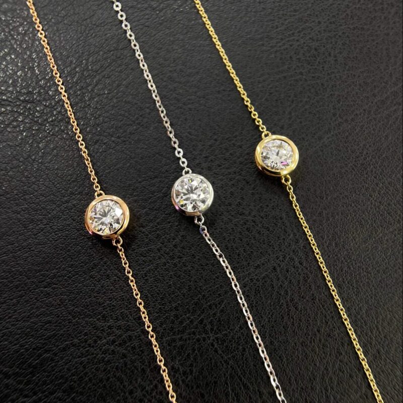 18K Gold Lab-Grown Diamond Bubble Bracelet, White Gold, Rose Gold, Colored Gold, Ufo Single Diamond Bracelet Jewelry 18K Gold Lab-Grown Diamond Bubble Bracelet, White Gold, Rose Gold, Colored Gold, Ufo Single Diamond Bracelet Jewelry