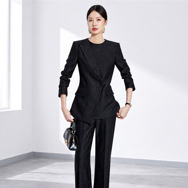 Black Professional Suit for Women 2026 Spring and Autumn Formal Occasion Suit Formal Wear Elegant Slim Fit Two-Piece Workwear