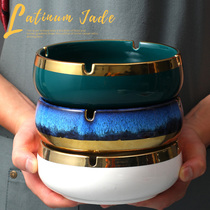 Ashtray ceramic large creative personality trend modern office home living room light luxury new Chinese style windproof ashtray
