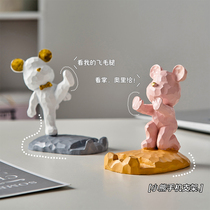 Cute bear doll desktop decoration home accessories creative decoration personality mobile phone stand office good things