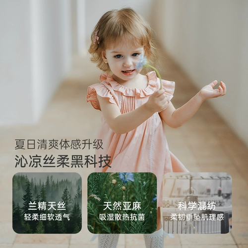 Летнее платье-комбинация для девочек, юбка, наряд маленькой принцессы, короткий рукав, свободный крой