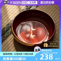 (Self-operated) hatsuichi Japan imported Yamanaka lacquer resin big bowl Japanese gold foil crane fruit plate