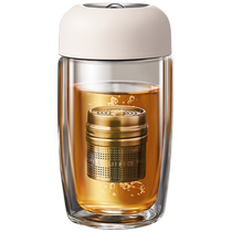 (Self-operated) Xiangpu high borosilicate magnetic elastic glass cup small and portable car water cup summer tea water separation tea cup