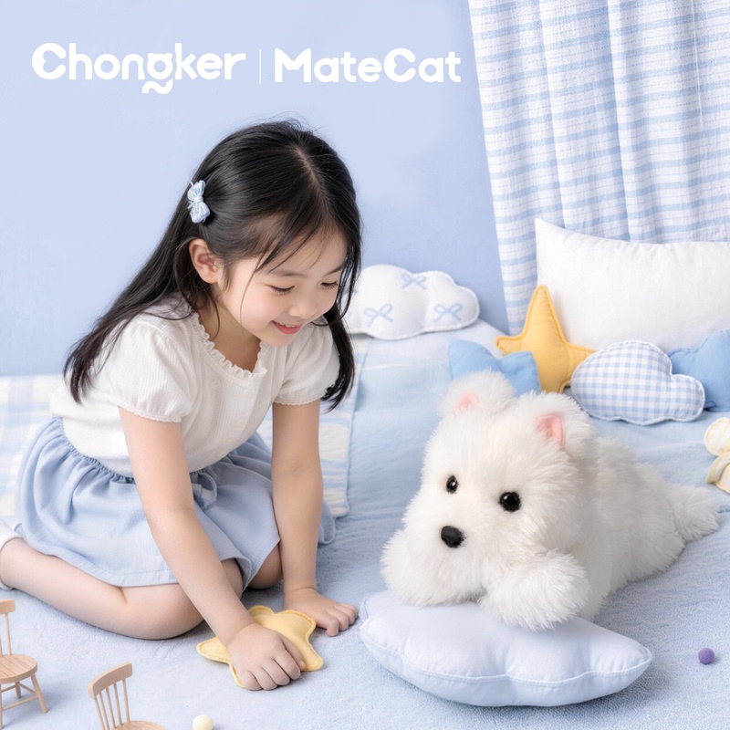 [Official Genuine] Chongker Hugable Dog Simulation West Highland Terrier Intelligent Electronic Pet for Children