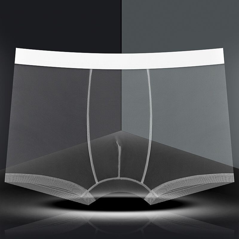 Fully Transparent Mesh Boxer Briefs for Men, Sexy Ultra-Thin Ice Silk Boxer Briefs, Comfortable, Breathable, Non-Constricting, Trendy