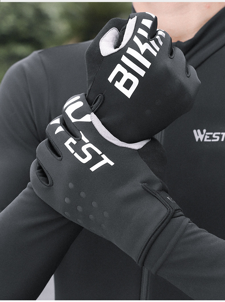 Велосипедные перчатки 西骑者骑行手套防风保暖秋冬山地公路车全指手套触屏防摔户外运动