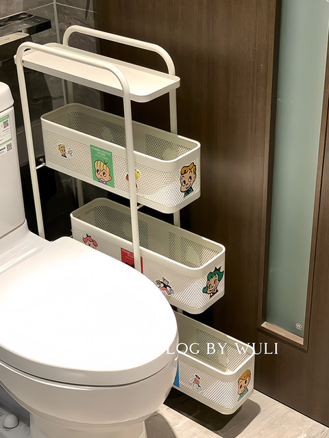 Bathroom slit storage rack bathroom toilet multi-function floor-standing multi-layer storage rack stainless steel small cart rack