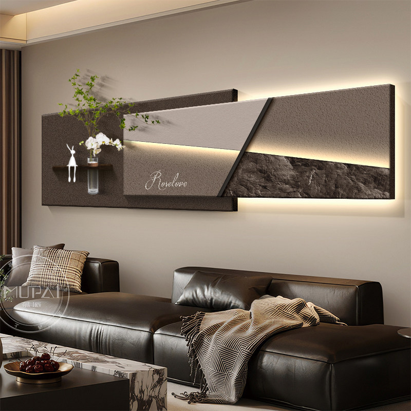 Italian-Style Minimalist Living Room Decorative Painting with a Light Luxury and High-End Feel, Green Plant Wall Art, Lamp, Sofa Background Wall Hanging Painting, 2026 New Model