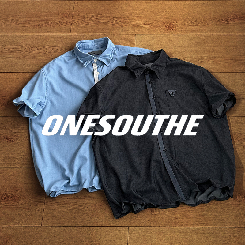 Onesouthe Old Money New Rich Twisted Fishbone Aluminum Wire Malleable Loose Short-Sleeve Shirt