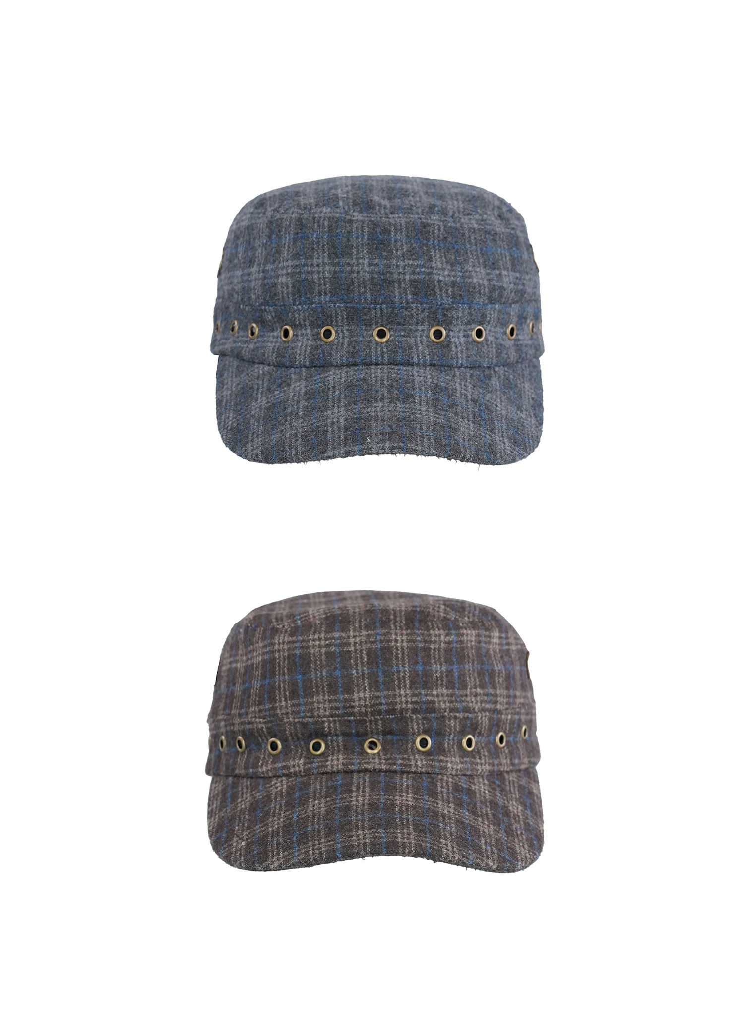 LIBERAFIT Wool Plaid Flat-Top Curved-Brim Cap