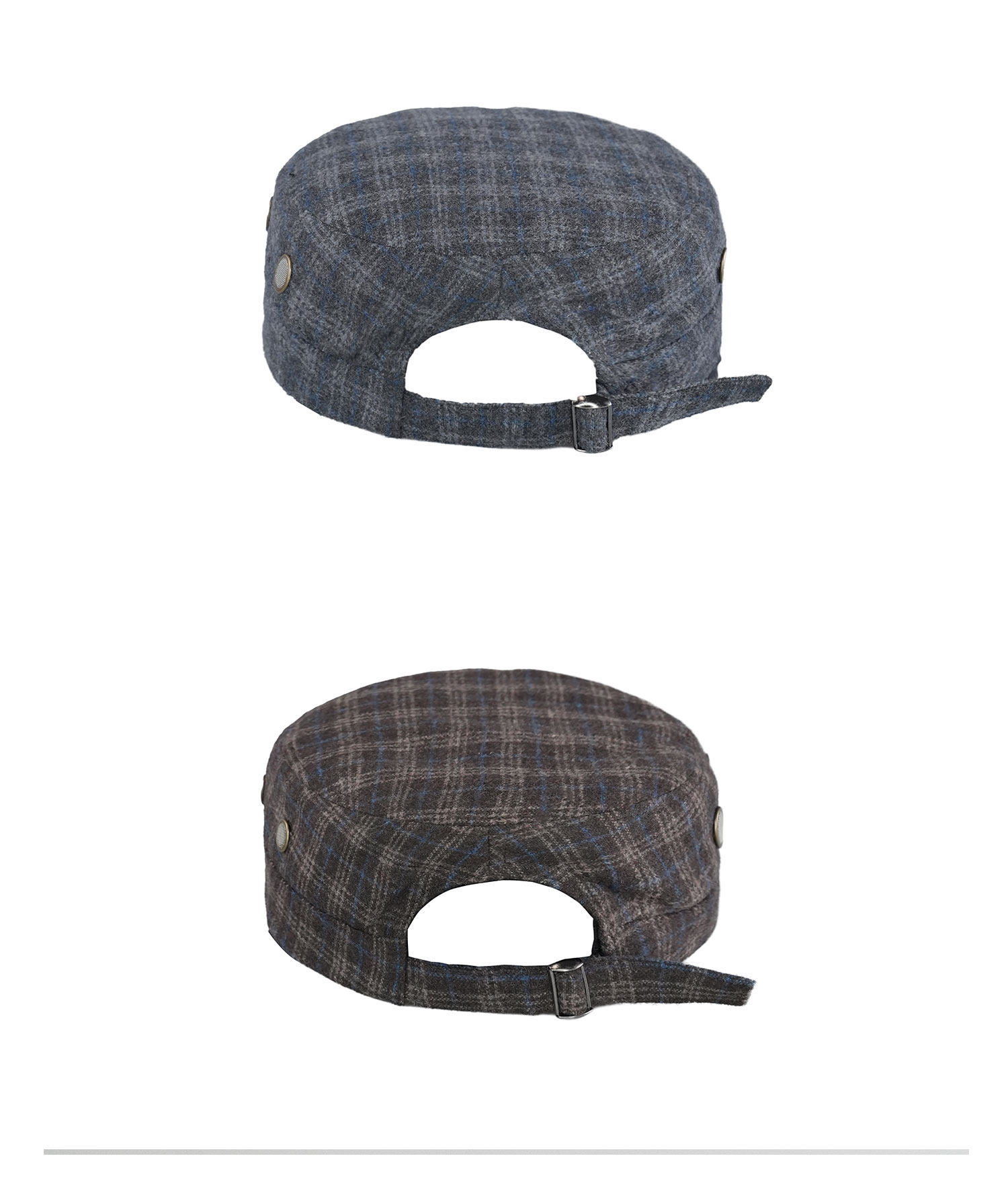 LIBERAFIT Wool Plaid Flat-Top Curved-Brim Cap