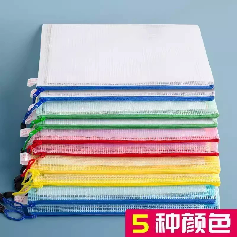 Waterproof storage system for documents with zipper, increased thickness, student work