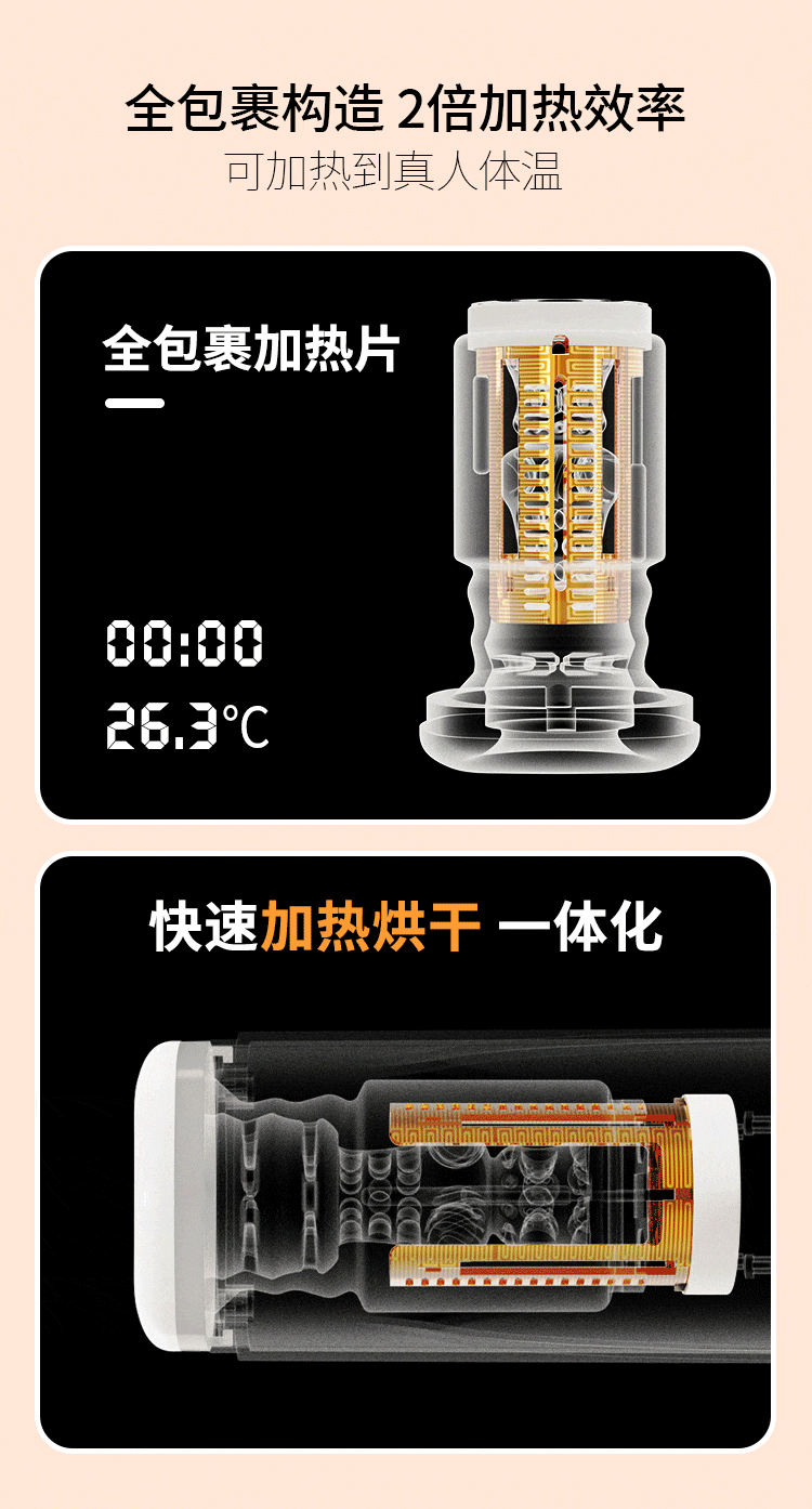 米杯X飞机杯全自动男用电动夹吸伸缩加热自慰名器