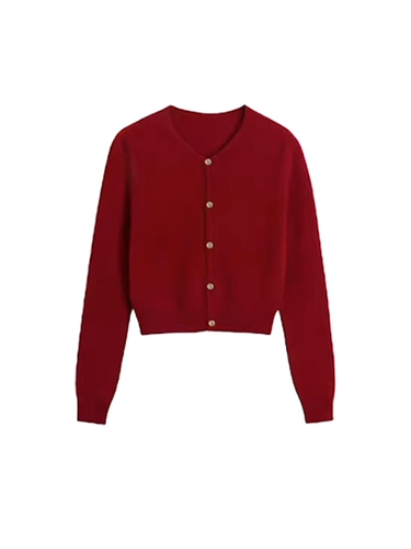 Демисезонный трикотажный кардиган, красный лонгслив