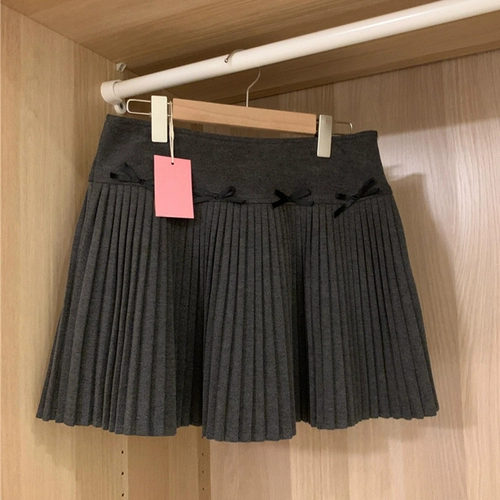 Осенняя белая демисезонная юбка в складку, А-силуэт, увеличенная толщина