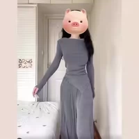 Серый костюм [наряды в корейском стиле ранней весной/супер горячая женская одежда 2025 года/стиль богатой дочери во французском стиле miu/юбка с чистой талией/высококлассный стиль королевской сестры/новый весенне-осенний стиль 2024 года]