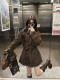 Small high-end Korean style brown woolen coat for women autumn and winter 2025 new mid-length right shoulder thickened coat