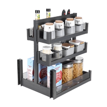 Italian black crystal glass pull basket kitchen cabinet pull blue drawer type stainless steel removable seasoning basket built-in