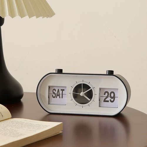 Креативные настольные электронные часы с вечным календарем, настольный будильник, простой и практичный календарь с ручным перелистыванием страниц.